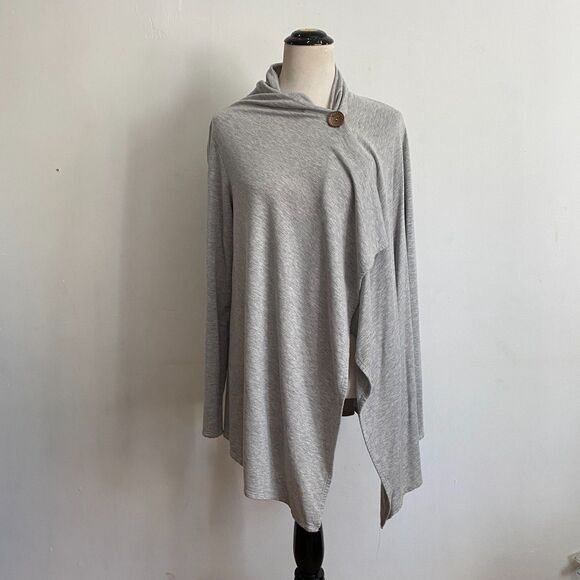 Bobeau Light Heathered Grey One-Button Cardigan: Size XL - Picture 1 of 9